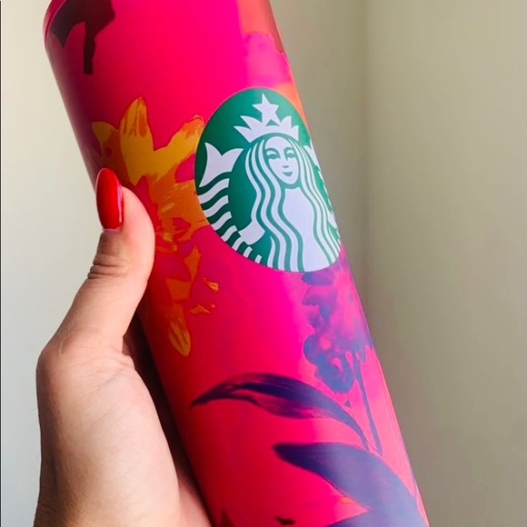 Starbucks Floral Stainless Steel Cup Pink Tumbler Cold Venti 24oz New 2022 - Picture 4 of 10